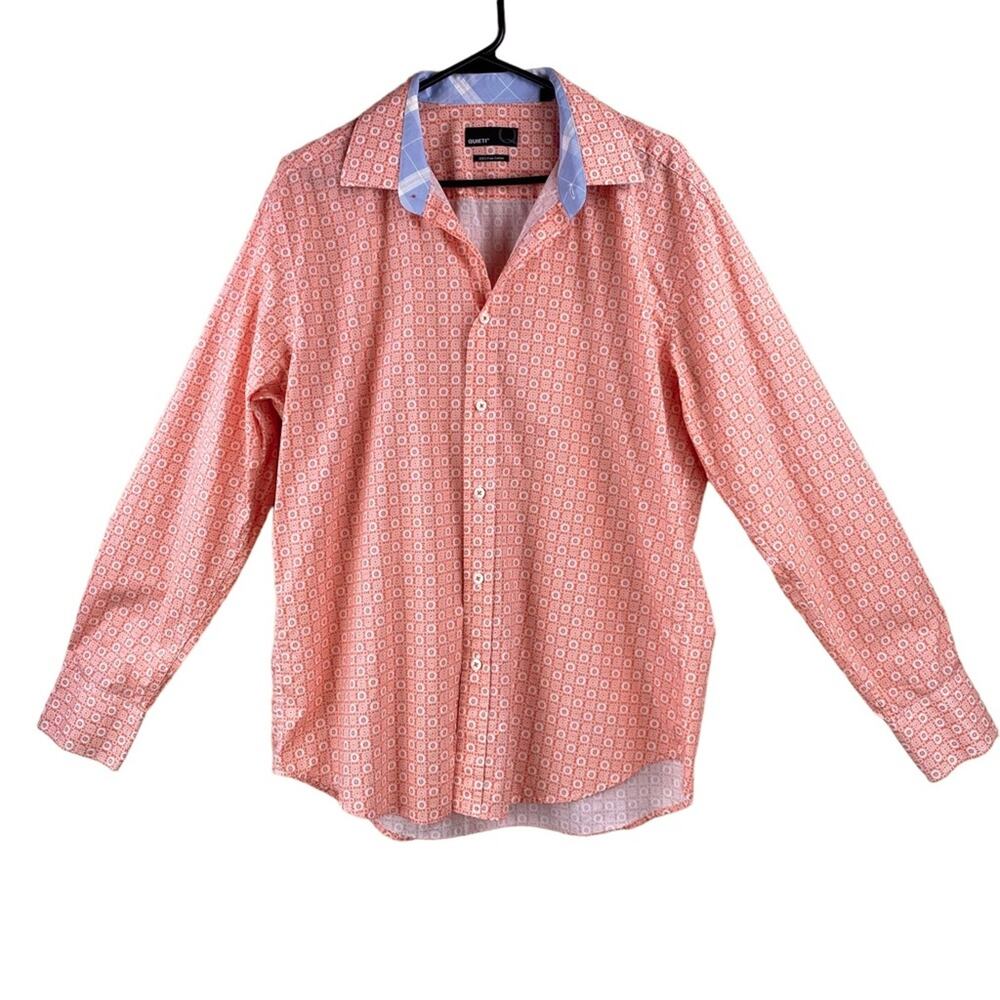 Quieti Mens Long Sleeve Button Front Shirt Size XL Flip Cuffs